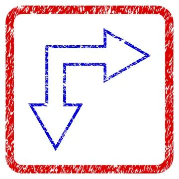 Choice Arrow Right Down Grunge Framed Icon 스톡 일러스트