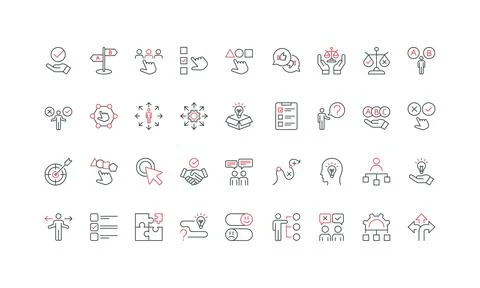 Choice, arrows of direction and alternative options, action plan, goal line icon Stock Illustration