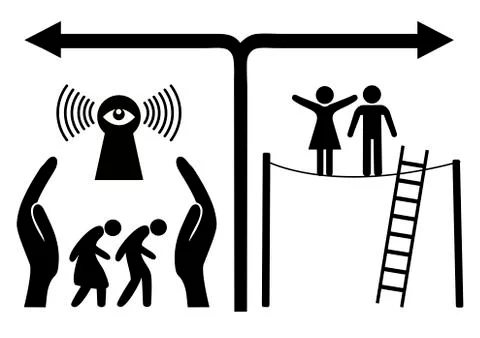 Choice between Security or Freedom Stock Illustration