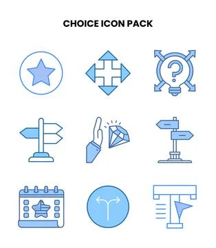 Choice Blue Bundle Icons Pack Stock Illustration