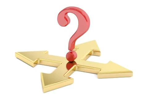 Choice concept with arrows and question mark, 3D rendering Stock Illustration