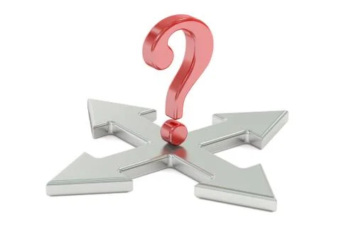 Choice concept with arrows and question mark, 3D rendering Stock Illustration