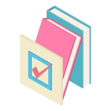 Choice concept icon isometric vector. Election document with check mark and book Stock Illustration