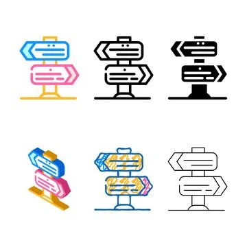 Choice of direction color icon variants vector Stock Illustration