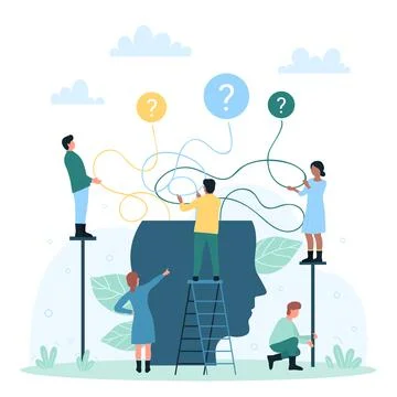 Choice of direction process, alternative options, tiny people choose between Stock Illustration