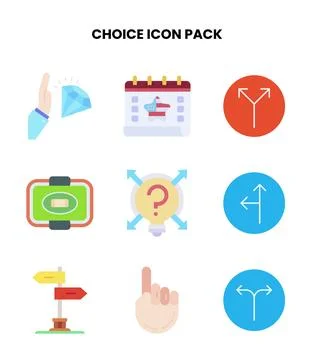 Choice Flat Collection Icons Pack Illustrazione stock