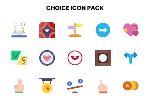 Choice Flat Collection Icons Pack Stock Illustration