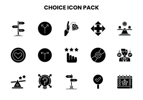 Choice Glyph Bundle Icons Pack Stock Illustration