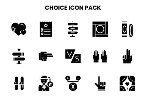 Choice Glyph Bundle Icons Pack Stock Illustration