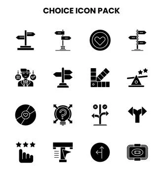Choice Glyph Icons Pack Stock Illustration