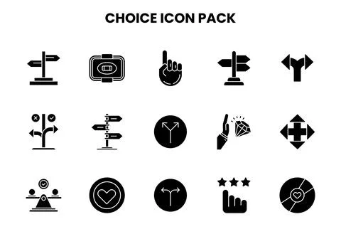Choice Glyph Set Icons Pack Stock Illustration