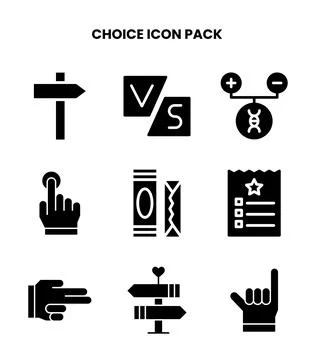 Choice Glyph Set Icons Pack Stock Illustration