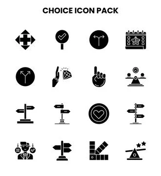 Choice Glyph Vector Icons Pack Stock Illustration