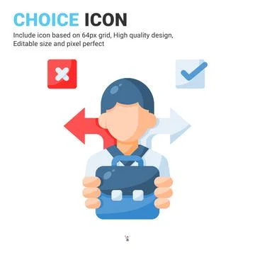 Choice icon vector with flat color style isolated on white background 스톡 일러스트