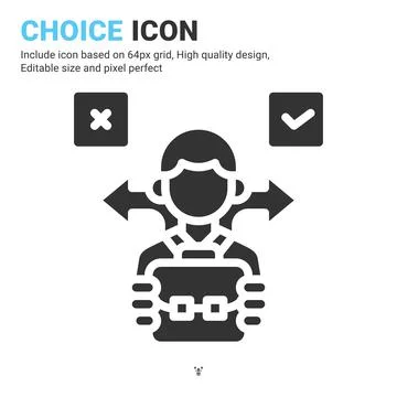 Choice icon vector with glyph style isolated on white background Illustrazione stock