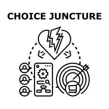 Choice juncture selecting opportunities and overcoming challenges Stock Illustration