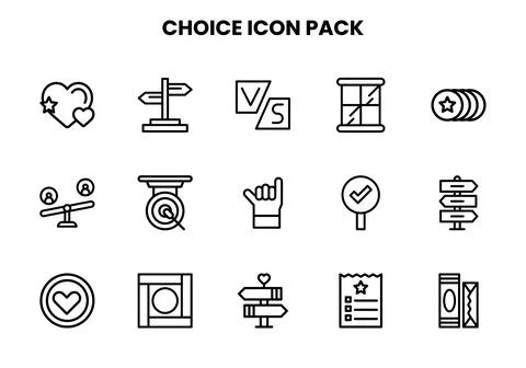 Choice Line Bundle Icons Pack Stock Illustration