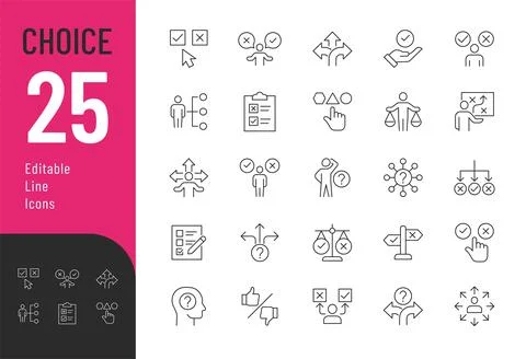 Choice Line Editable Icons set. Stock Illustration
