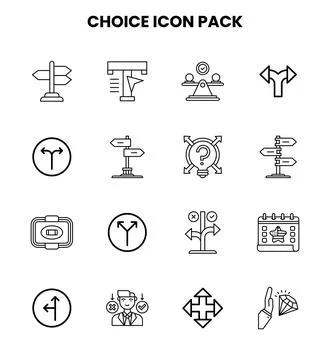 Choice Line Set Icons Pack Stock Illustration