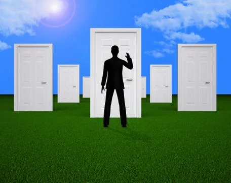 Choice man representing door frames and doorframe Stock Illustration