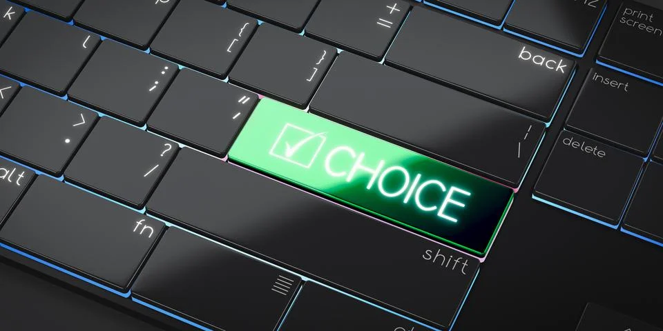 Choice - modern computer keyboard - 3D illustration Stock Illustration