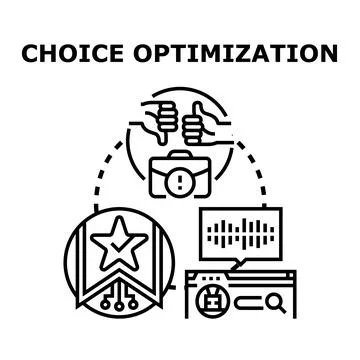 Choice optimization process selecting best business solution Illustrazione stock