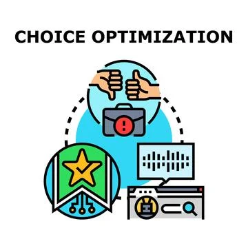 Choice optimization process selecting best business solution Ilustración de archivo