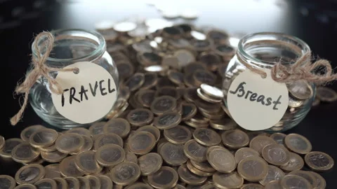 Choice problem in saving money and budget planning, financial income and expense Stock-Footage 143214375