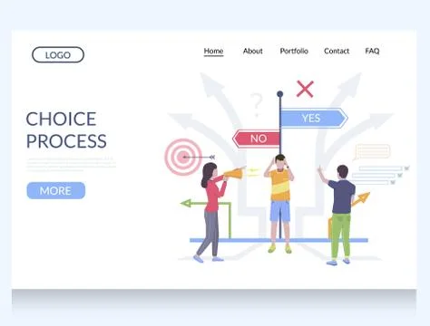 Choice process vector website landing page design template Stock Illustration