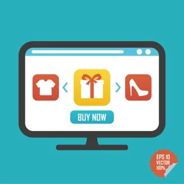 Choice product on screen flat vector icon. Illustration for website or mobi.. Stock Illustration