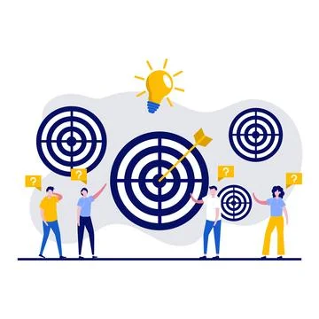 Choice at the target concept with characters. Planning and strategy to succ.. Stock Illustration