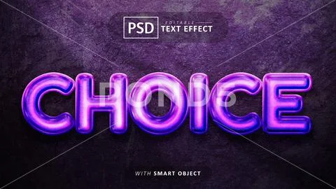 Choice text - editable 3d font effect PSD Template