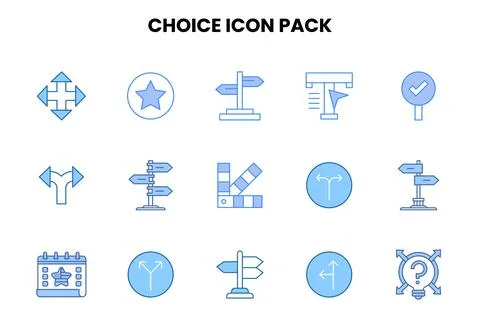 Choice Two Colour Set Icons Pack Stock Illustration