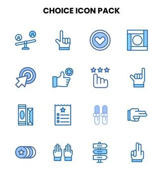 Choice Two Colour Set Icons Pack Stock Illustration