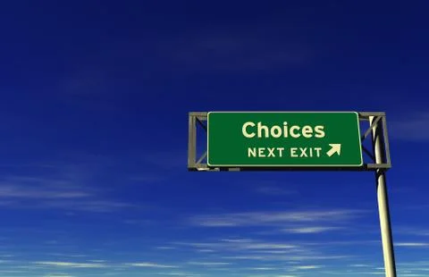 Choices - Freeway Exit Sign Illustrazione stock