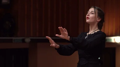 Choir conductor during performance Stock Footage 93517067