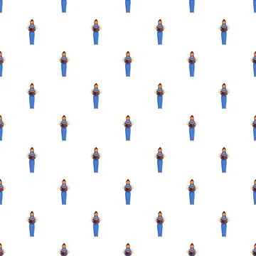 Choir member singing music pattern repeating background Stock Illustration
