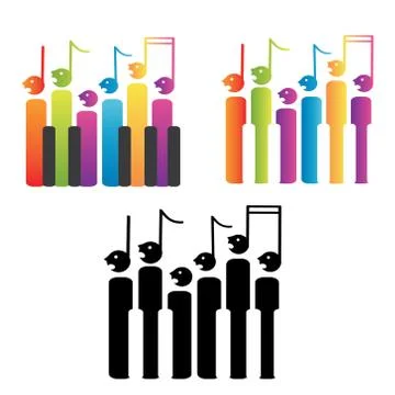 Choir of notes and piano keys Stock Illustration