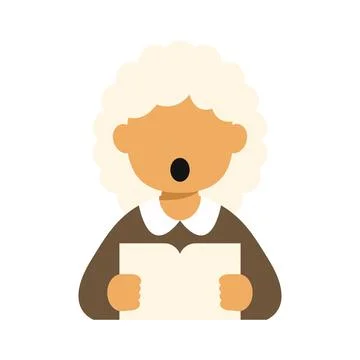Choir singer performing a song from an open book Stock Illustration