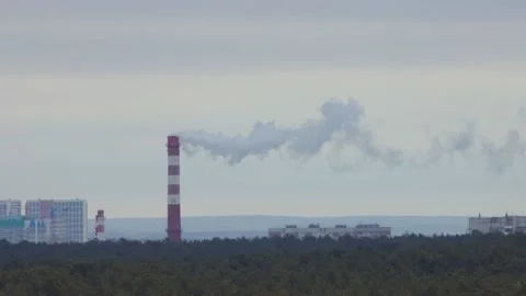 Choking pipe of a factory Video stock 130838319