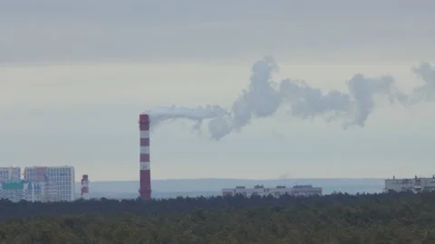 Choking pipe of a factory. Timelapse Video stock 130838339