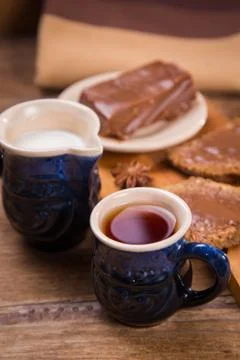 Chokolate with tea Stock Photos