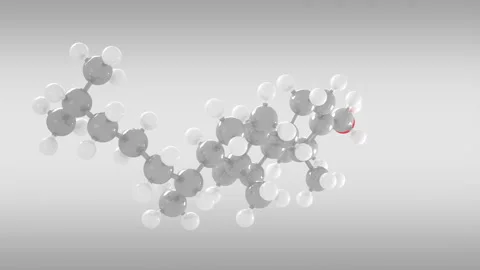 Cholesterol C27H46O molecular structure 動画素材 156303943