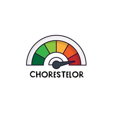Cholesterol concept - gauge with comic text. Stock Illustration