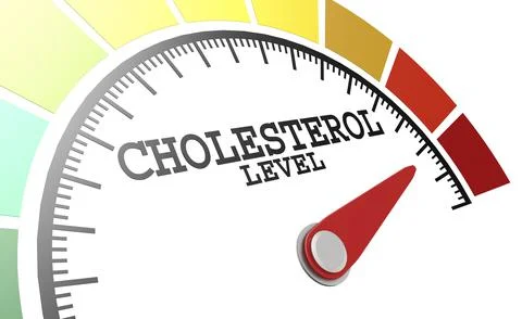Cholesterol level measuring scale with color indicator Stock Illustration