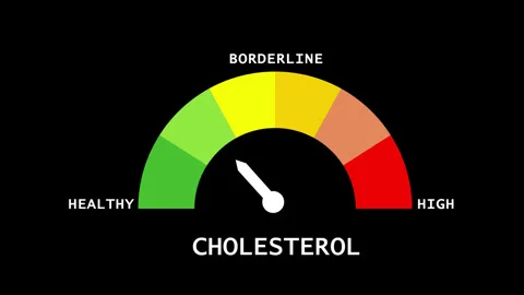 Cholesterol level meter showing healthy, borderline, and high-risk zones Stock Footage 344805701