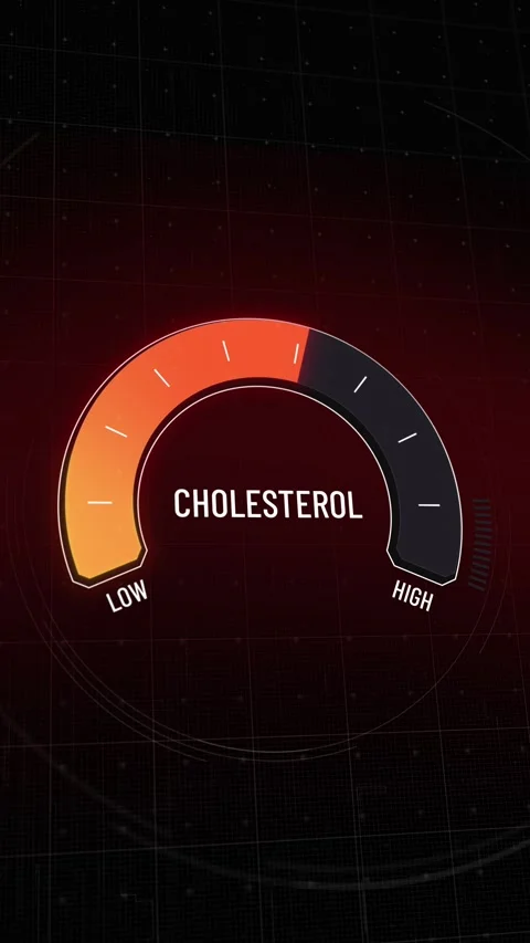 Cholesterol meter rising from low to high, orange shifting to red Stock Footage 314370628