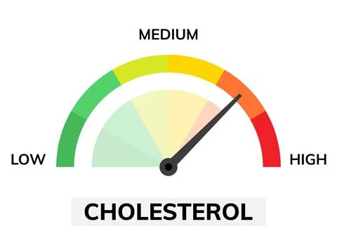 Cholesterol meter test level icon. Low high cholesterol health check control Stock Illustration