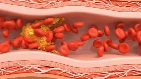 Cholesterol Plaque Formation Inside Artery with Blood Flow Block. Stock Footage 317800852