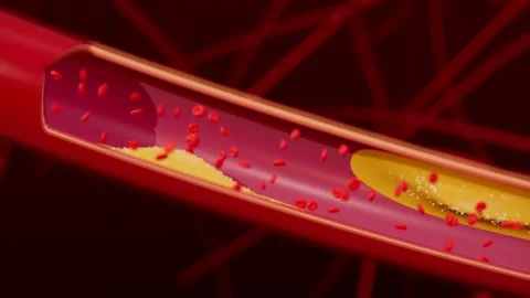 Cholesterol Plaque Narrowing An Artery Seen Through A Lengthways Cut Away Видео 343136133